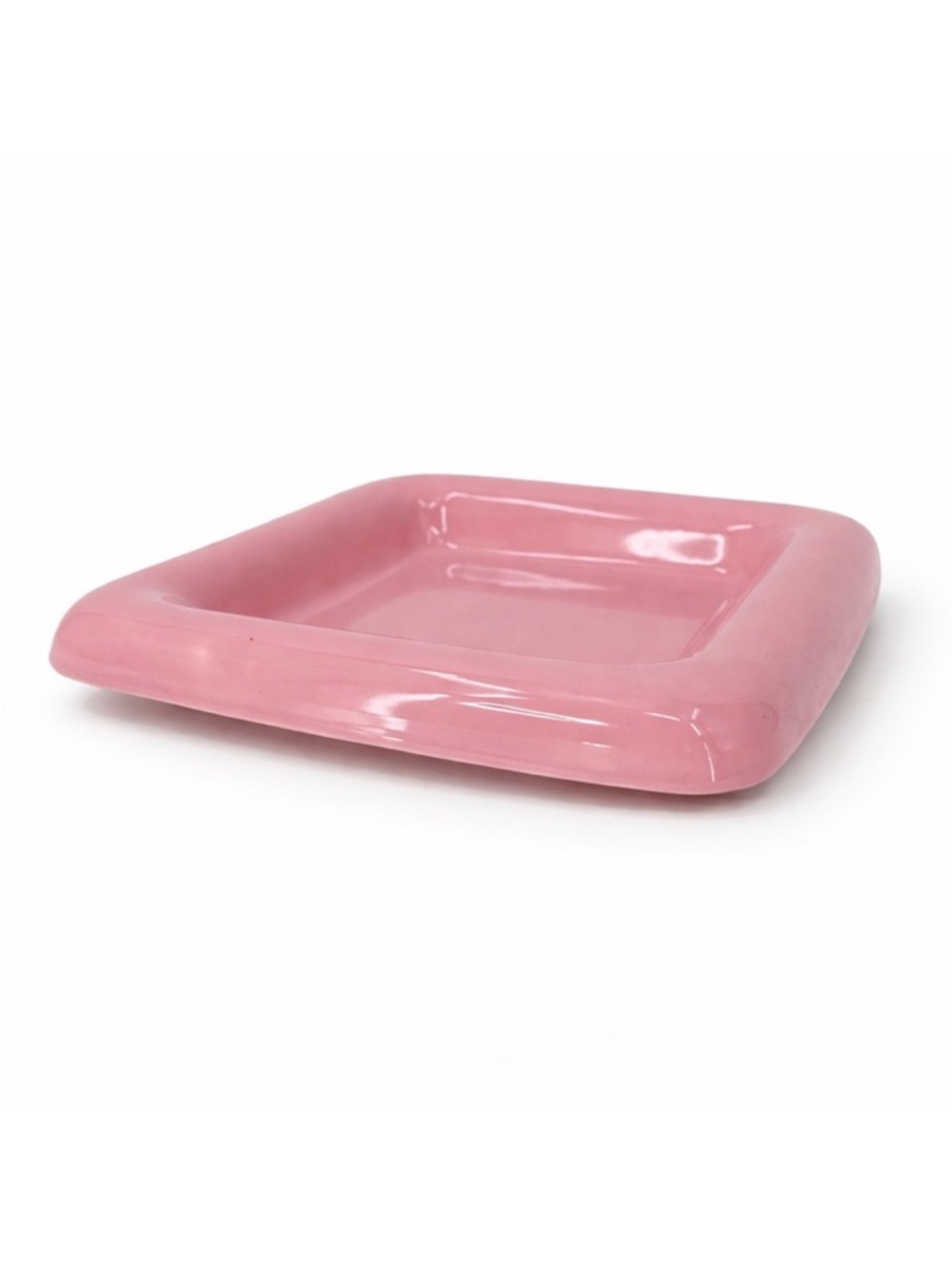 Royal Haeger MCM rim vintage square console bowl in mauve agate R309